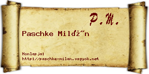Paschke Milán névjegykártya